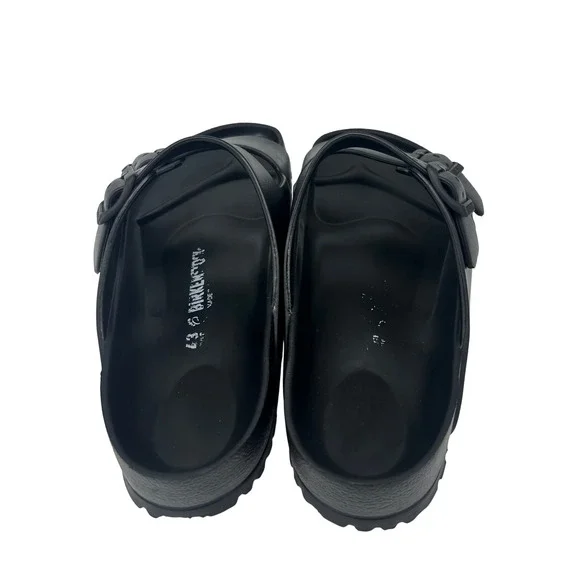 Birkenstock Rubber Black Sandals Adjustable Buckle Slides Comfort Size 43 - Picture 3 of 6